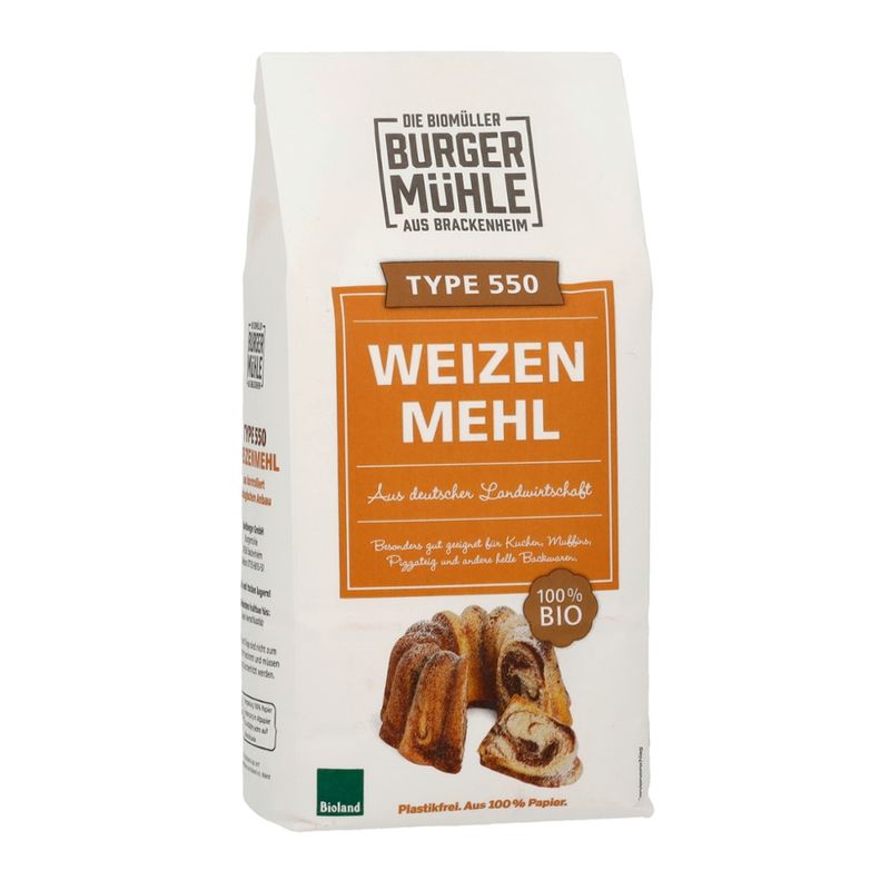 Burgermühle Burgermühle Weizenmehl 550, Bioland - Produktbild