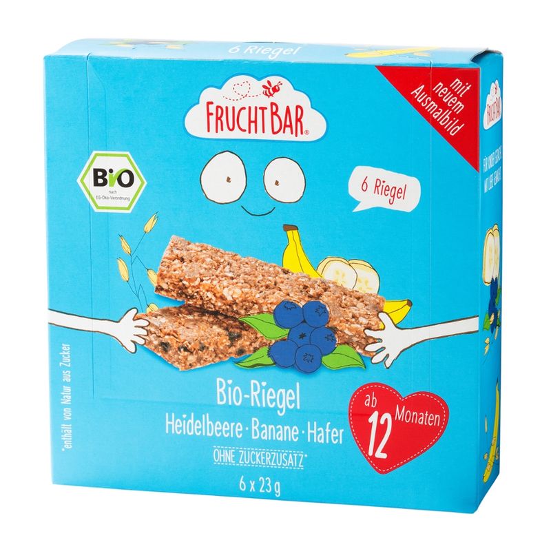 FruchtBar  FruchtBar - Bio-Frucht- und Getreide Riegel Heidelbeere, Banane, Hafer - Produktbild