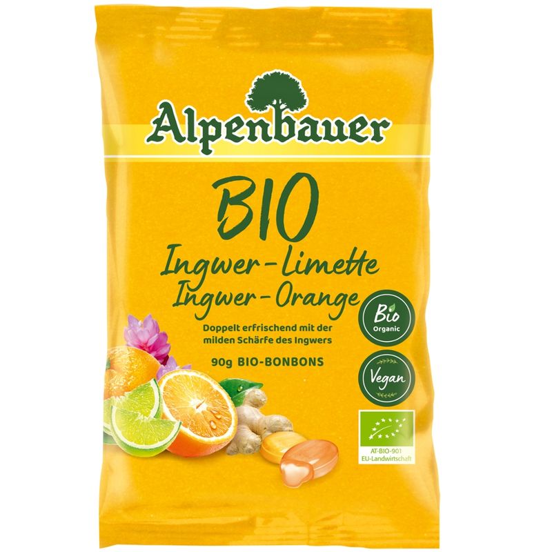 Alpenbauer  Gefüllte Bio Bonbons mit Ingwer- Limette und Ingwer-Orange Geschmack - Produktbild