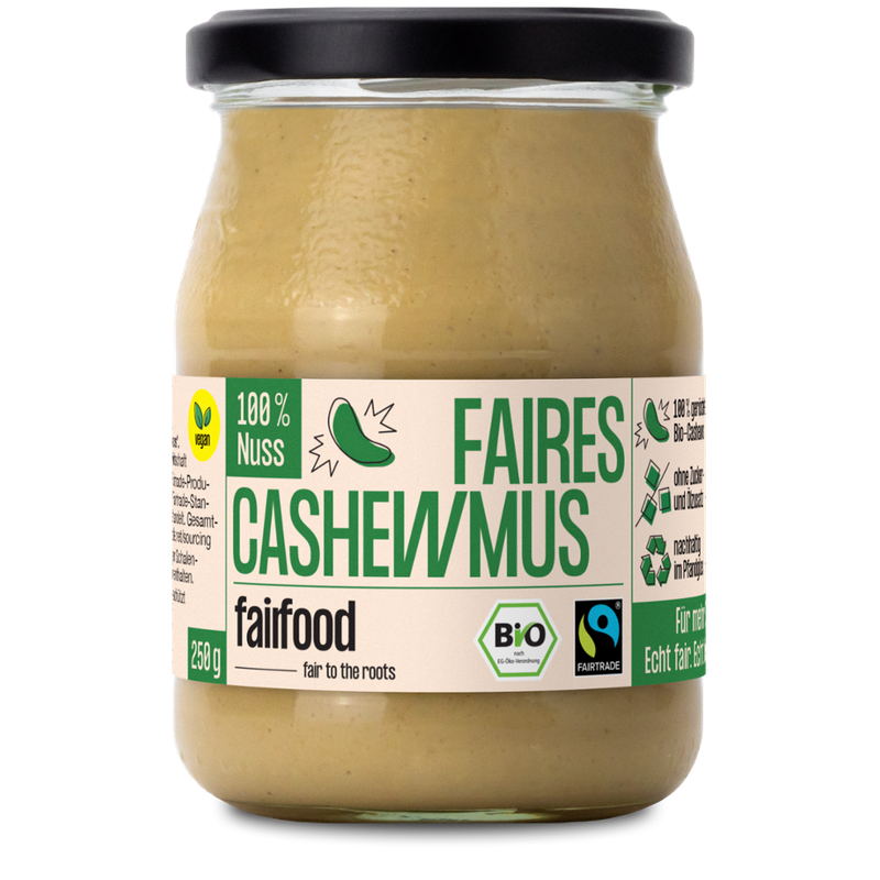 fairfood Freiburg Faires Nussmus 100% Cashew (250g, Pfandglas klein, Bio & Fairtrade) - Produktbild