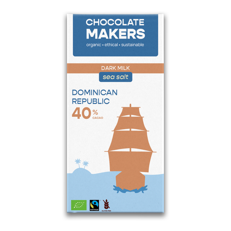 Chocolatemakers Chocolatemakers Bio Schokolad☺entafel Dominikanische Republik Dunkle Milch 40% Meersalz 80 g - Produktbild