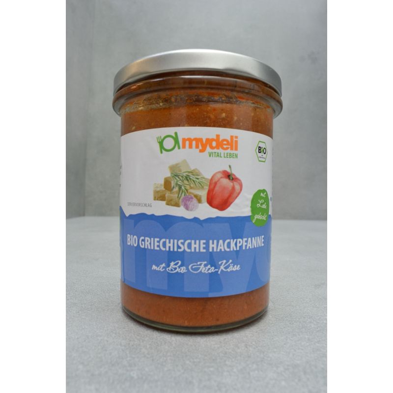 mydeli BIO griechische Hackpfanne (Komposition aus Paprika, Rinderhackfleisch und griechischem Feta-Käse) - Produktbild