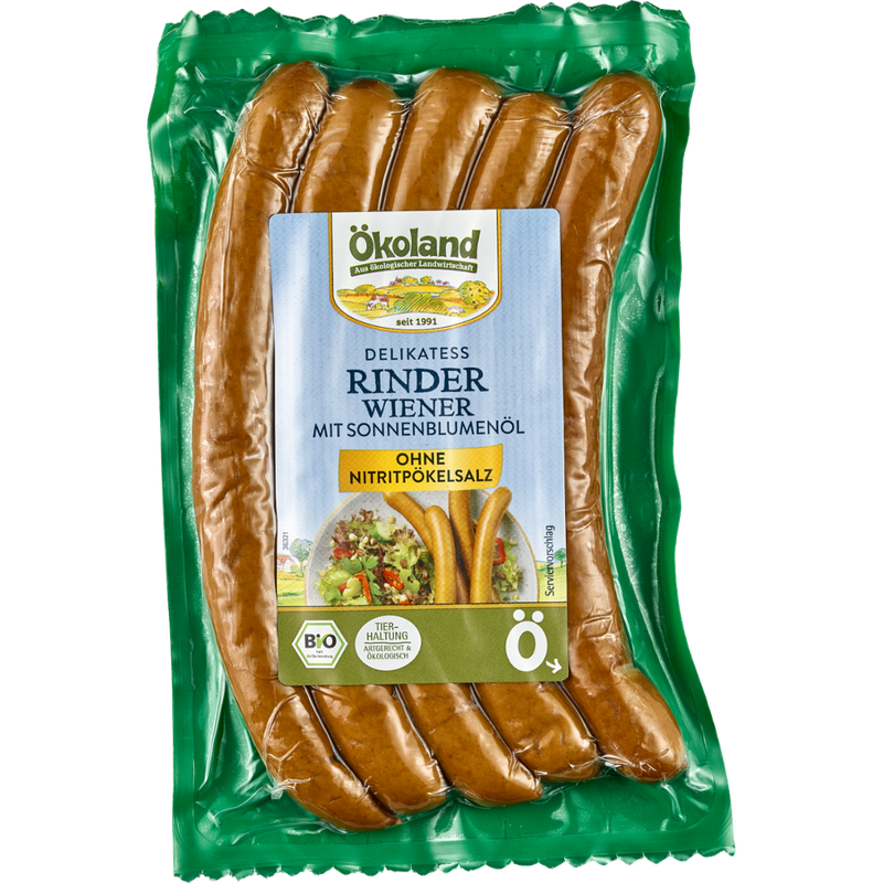 ÖKOLAND Delikatess Rinder-Wiener mit Sonnenblumenöl - Produktbild