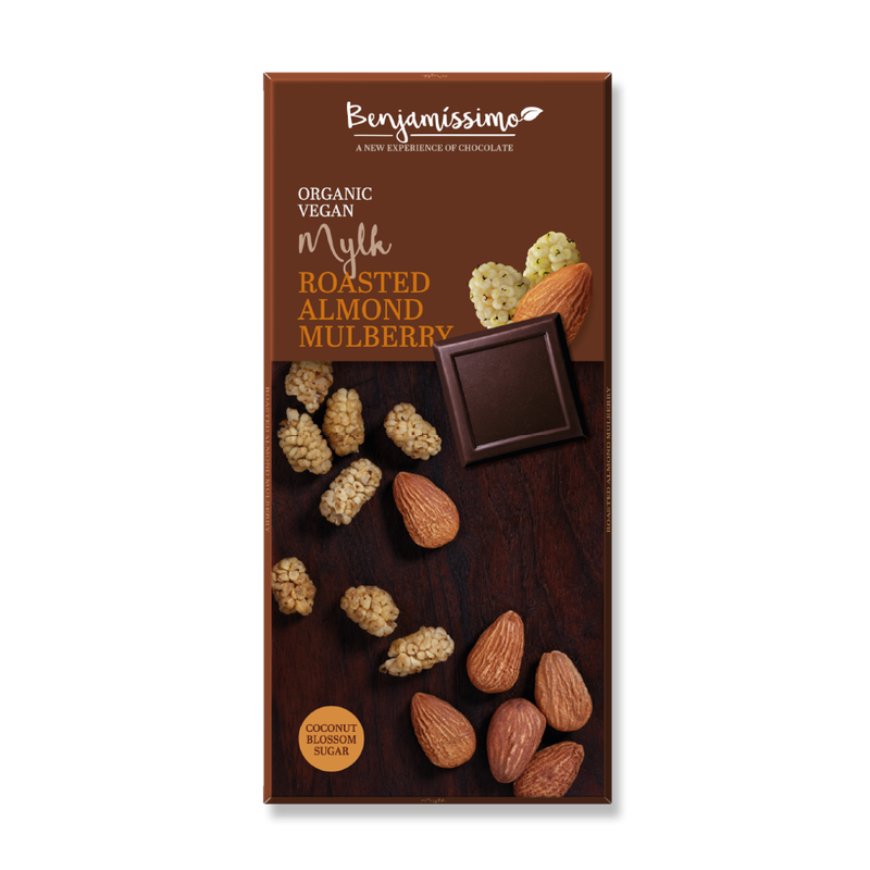 Benjamissimo Bio vegane Schokolade mit gerösteten Mandel und Maulbeeren - Produktbild