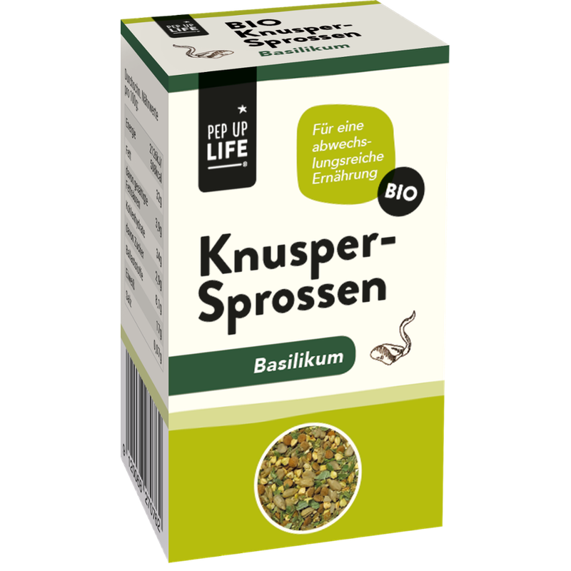 PepUpLife Knusper Sprossen  Bio-Sprossen mit Basilikum, 100g - Produktbild