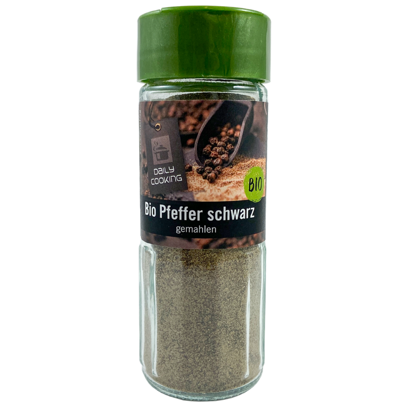 Daily Cooking Bio Pfeffer schwarz gemahlen 50g Gl. DE-ÖKO-005 - Produktbild