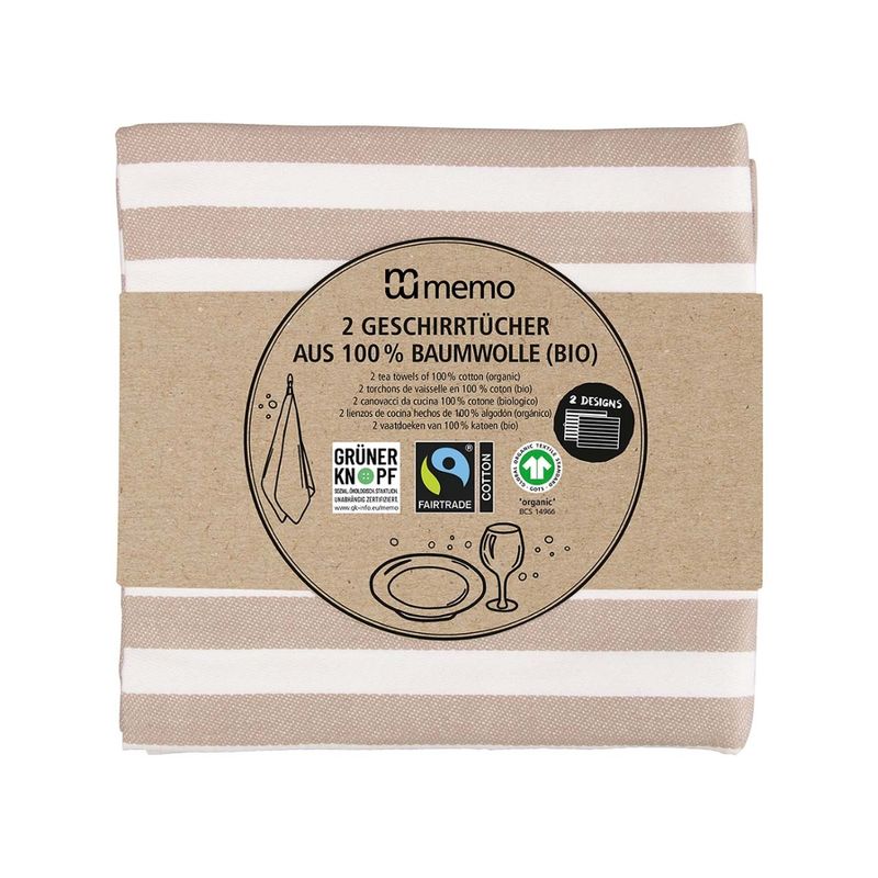 memo 2 memo Geschirrtücher aus Bio-Baumwolle, Fairtrade, 50 x 70 cm - Produktbild