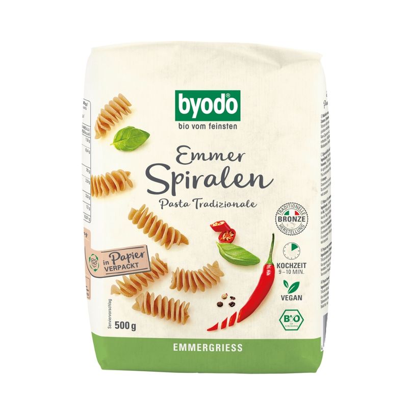 Byodo Byodo Emmer Spiralen, 500g - Produktbild