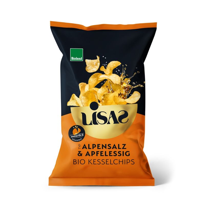 Lisas Lisas Bio-Kesselchips Typ Alpensalz & Apfelessig 115g - Produktbild