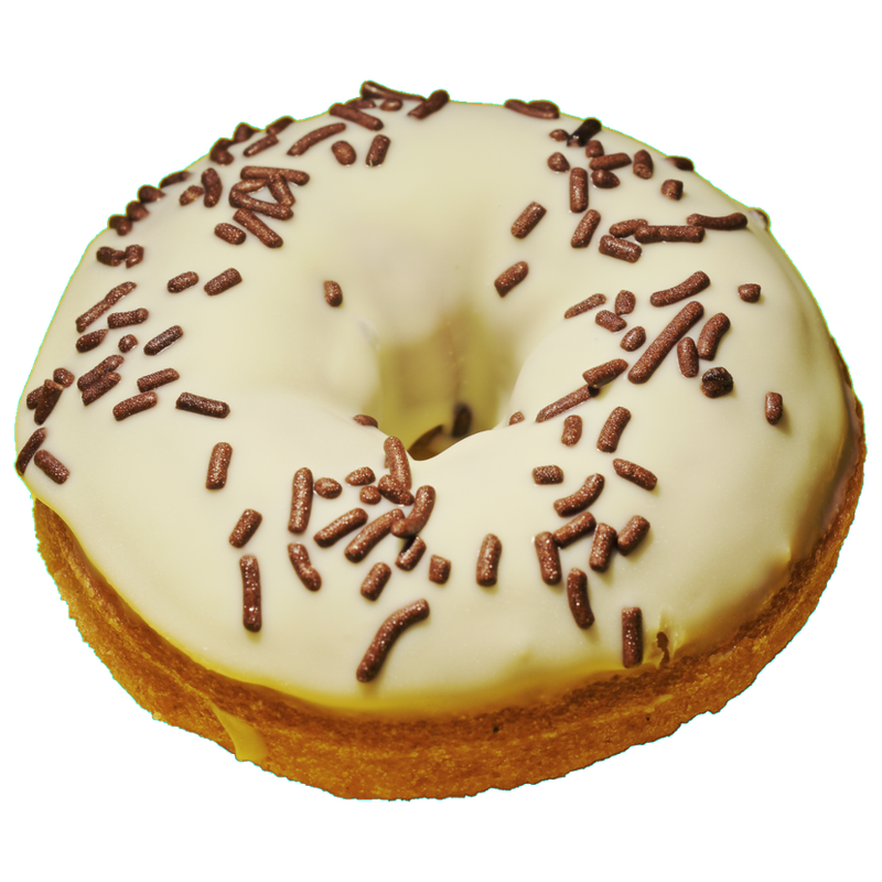 Star-Donuts Bio-Donut aus Weizenmehl mit Überzug aus weisser Schokolade und Schokostreuseln - Produktbild