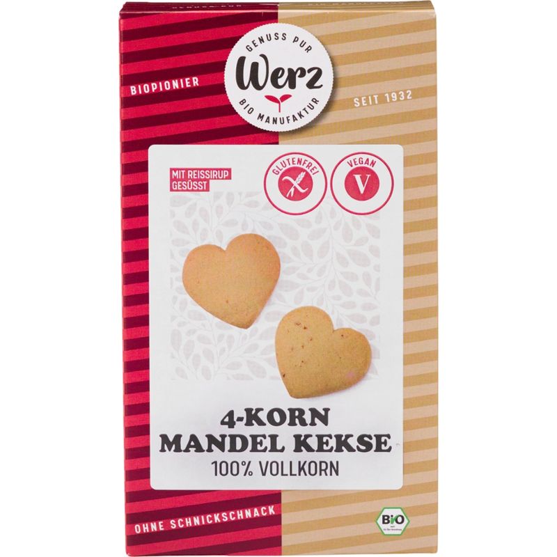 Naturkornmühle Werz 4-Korn Mandel Kekse, Vollkorn, glutenfrei - Produktbild