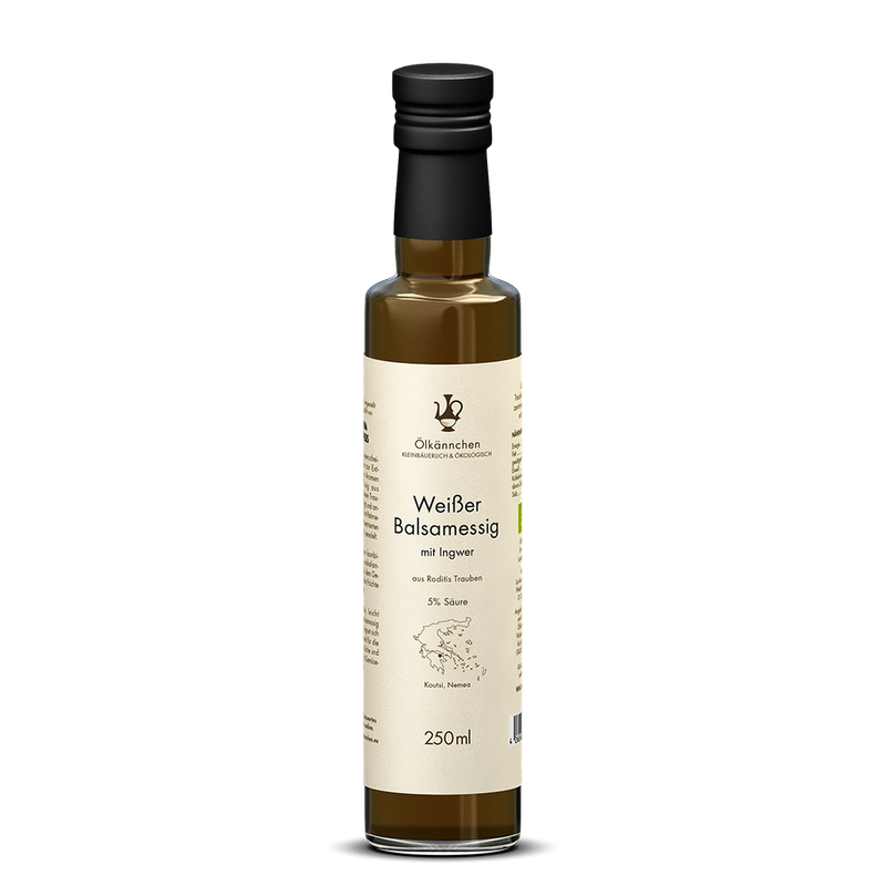 Ölkännchen Ölkännchen Weißer Balsamessig mit Ingwer aus Roditis Trauben 5% Säure, Peloponnes GR 250ml - Produktbild