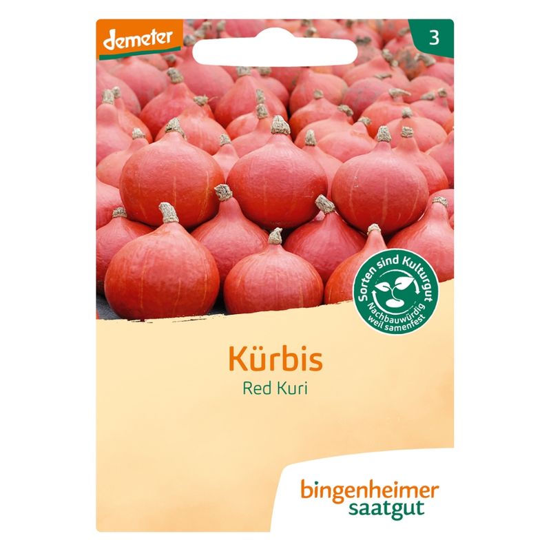 Bingenheimer Saatgut Red Kuri - Hokkaido-Kürbis (Saatgut) - Produktbild