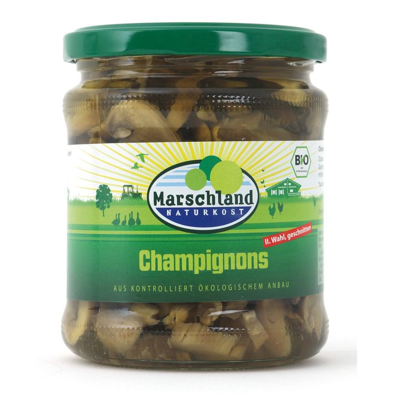 Marschland  Bio-Champignons 2. Wahl geschnitten 370 ml Gl. MARSCHLAND - Produktbild