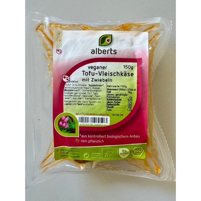 Alberts veganer Tofu-Vleischkäse mit Zwiebeln - Produktbild