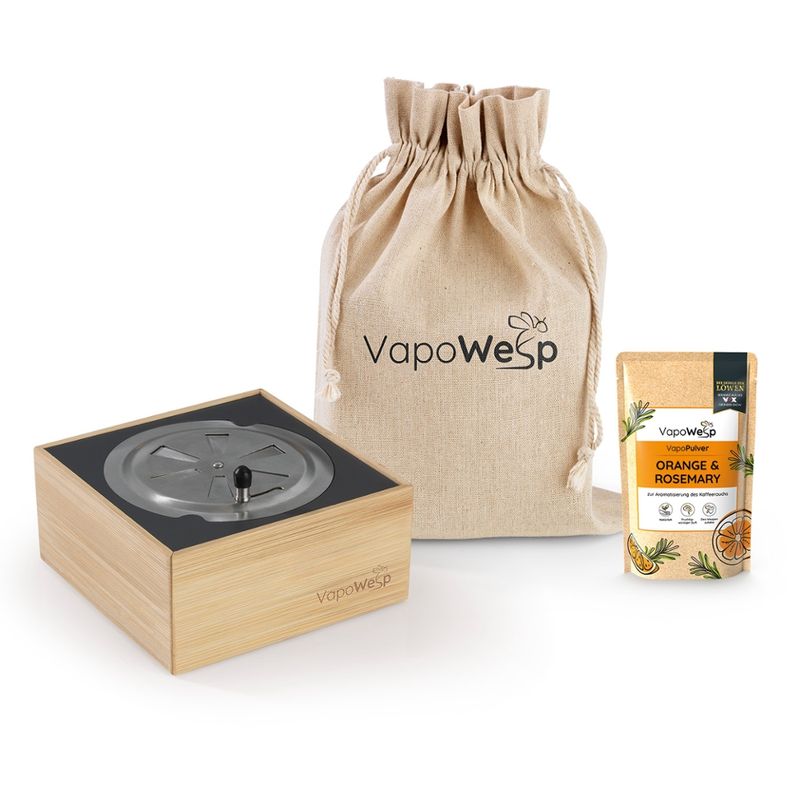 VapoWesp VapoWesp Räucherbox, inkl. VapoPulver Orange & Rosemary zur Aromatisierung des Kaffeerauchs - Produktbild