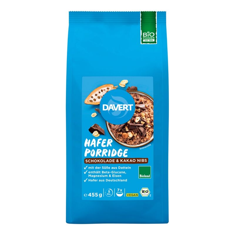 Davert XL Porridge Schoko KakaoNib Bioland 455 g - Produktbild