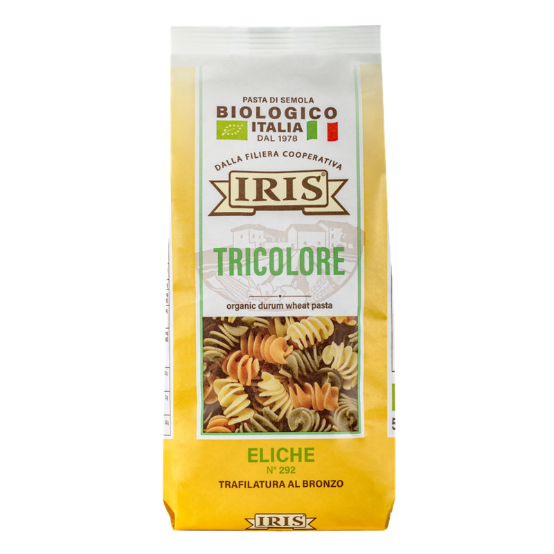 IRIS  3-farbige bunte Eliche aus Bio-Hartweizengrieß mit Spinat und Tomaten 500g - Produktbild