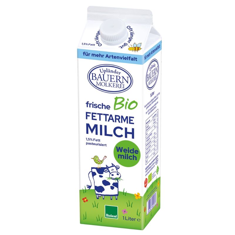 Upländer Bauernmolkerei frische fettarme Milch 1,5% - Produktbild