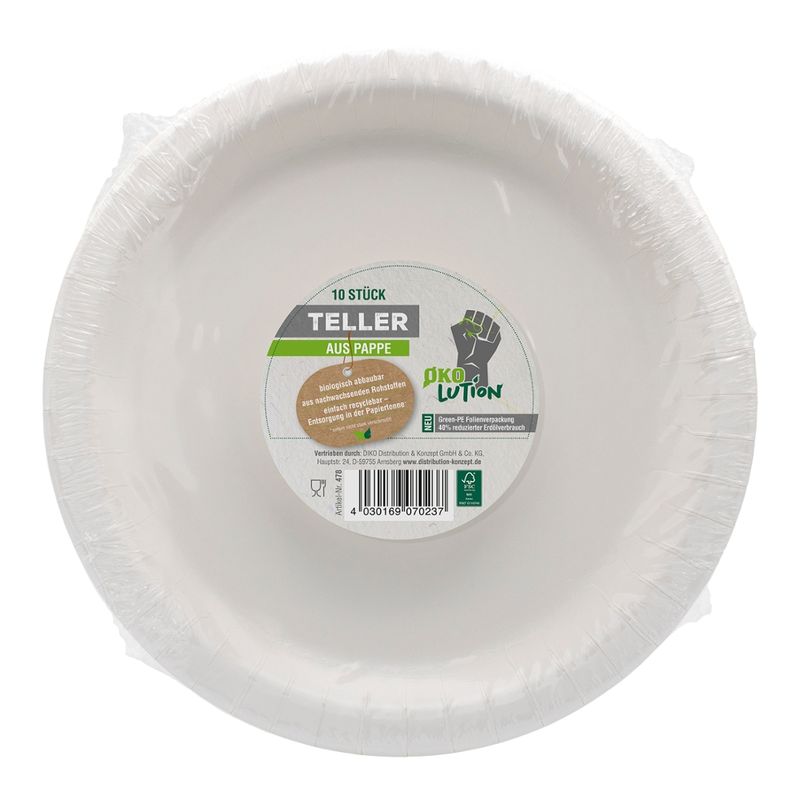Ökolution Ökolution Pappteller BBQ 10er Pack rund 26cm Einhandgriff FSC zertifiziert Folie Green PE - Produktbild