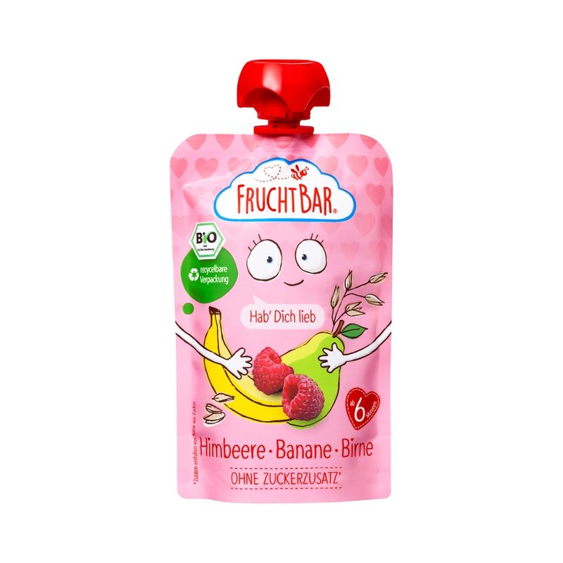 FruchtBar  FruchtBar - Bio-Fruchtpüree Himbeere, Banane, Birne mit Haferdrink - Produktbild