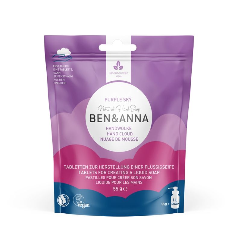 Ben&Anna Natural Care BEN&ANNA Natural Hand Soap Handwolke, Tabletten zur Herstellung einer Flüssigseife, 10 Tabletten, 55g - Produktbild