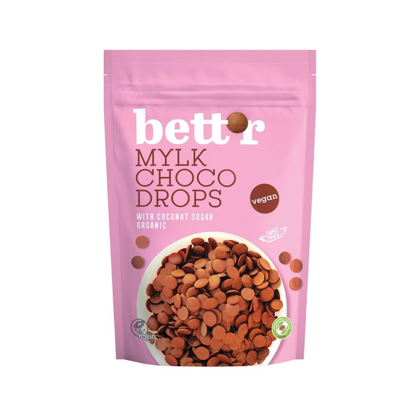 Bett'r Bett´r  Mylky Choco Drops 200g, vegan, glutenfrei - Produktbild