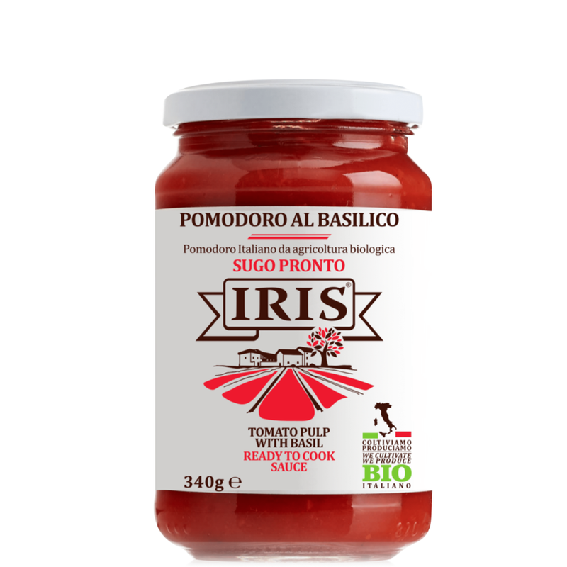 IRIS  Fertigsoße, Tomaten mit ganze Basilikumblaetter, im Glas 340 g - Produktbild