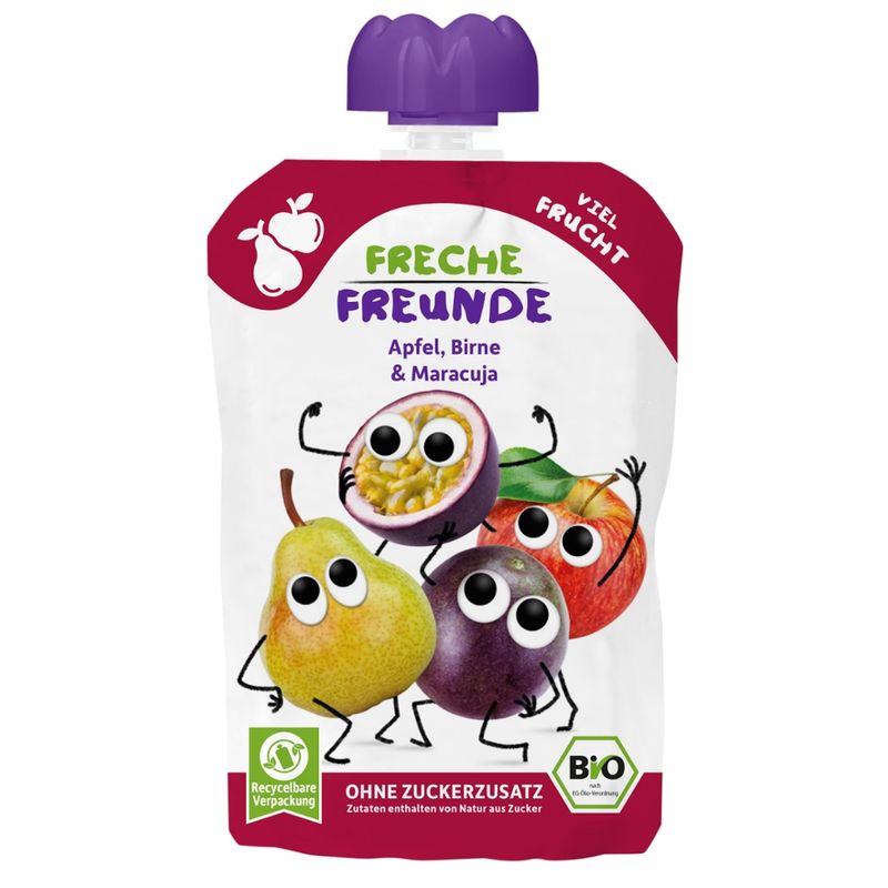 Freche Freunde Freche Freunde Bio Quetschie Apfel, Birne & Maracuja - Produktbild