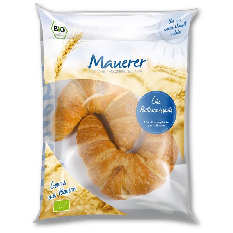 Öko Bäckerei Konditorei Mauerer  80g Öko TK Buttercroissant LEH 18x2 Stück - Produktbild