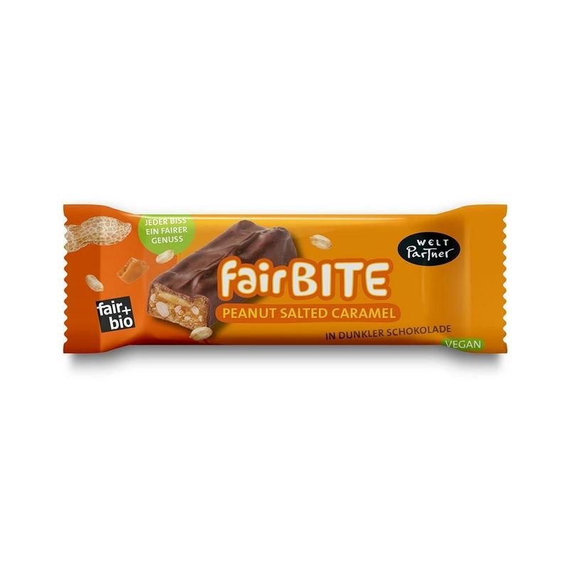 WeltPartner FairBITE, Schokoriegel Erdnuss Salted Caramel, bio - Produktbild