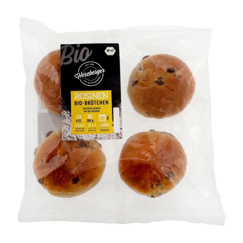 herzberger Rosinenbrötchen, 4er Beutel, teilgebacken - Produktbild
