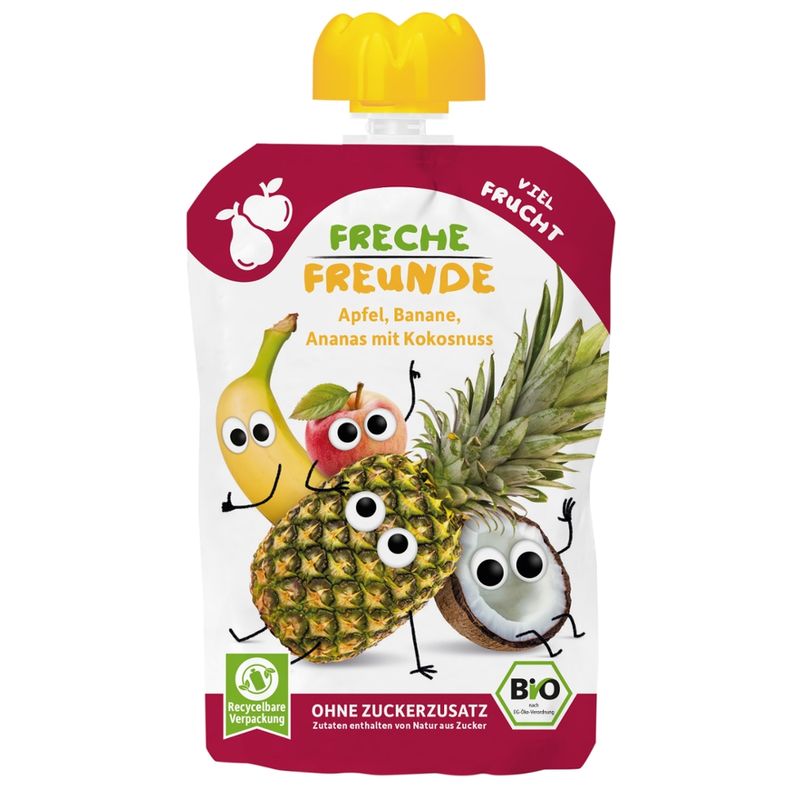 Freche Freunde Freche Freunde Bio Quetschie Apfel, Banane, Ananas & Kokosnuss - Produktbild