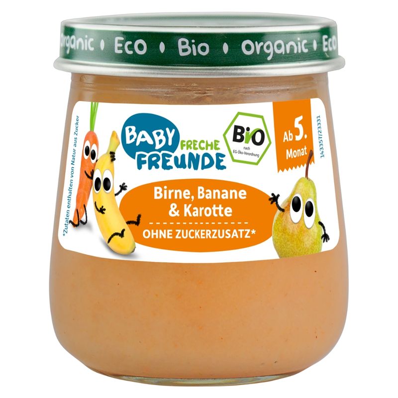 Freche Freunde FF Bio Gläschen Birne, Banane & Karotte 120g - Produktbild