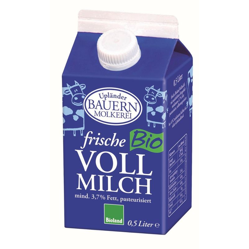 Upländer Bauernmolkerei frische Vollmilch 3,7 % - Produktbild