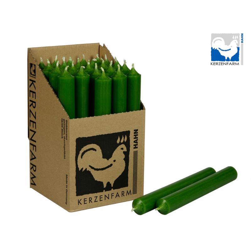 Kerzenfarm Hahn Paraffin Stabkerze, grün, 22x180mm - Produktbild