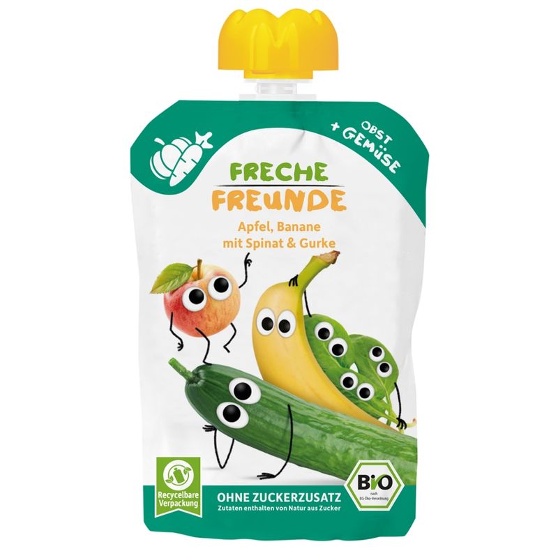 Freche Freunde Freche Freunde Bio Quetschie Apfel, Banane, Spinat & Gurke - Produktbild