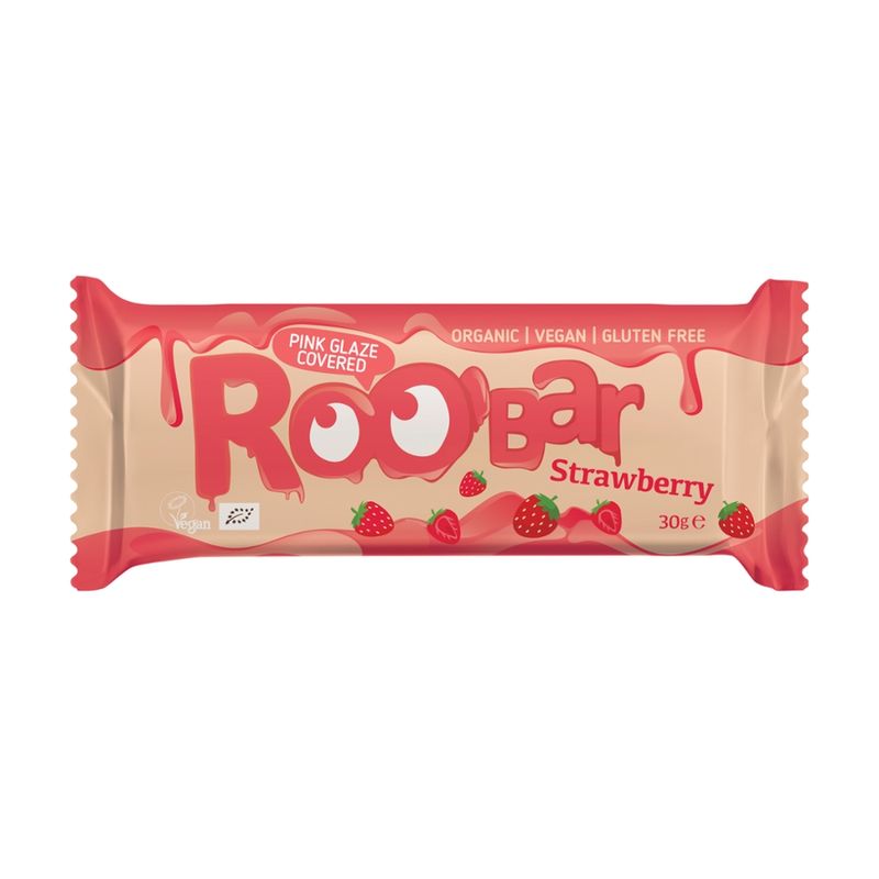 Roobar Roobar Pink Chocolate Covered Strawberry Bar, Bio, 30g - Produktbild