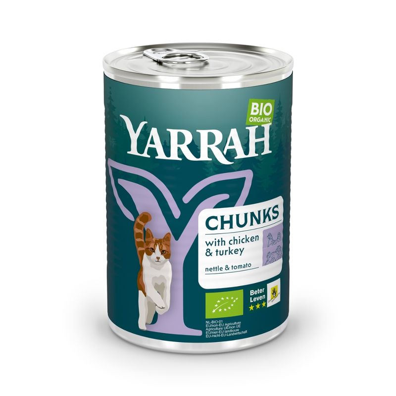 Yarrah Organic Petfood Yarrah Bio Katze Dose Bröckchen getreidefrei Huhn & Truthahn - Produktbild