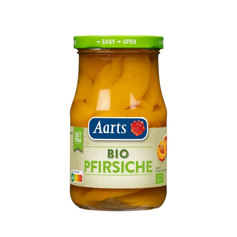 Aarts Pasteurisierte Bio Pfirsiche scheiben, leicht gezuckert. - Produktbild