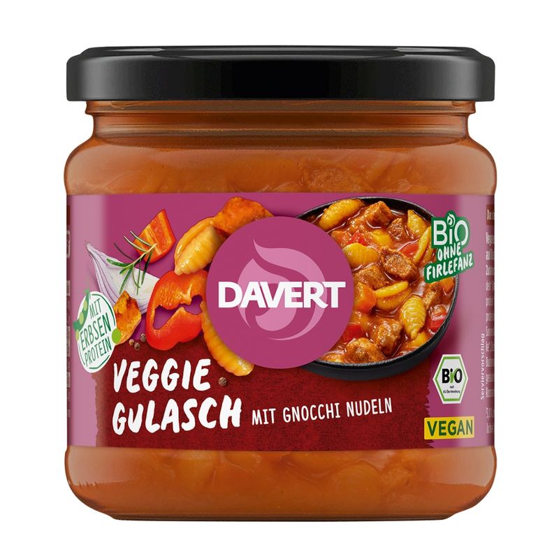 Davert Veggie Gulasch mit Gnocchi Nudeln330g - Produktbild