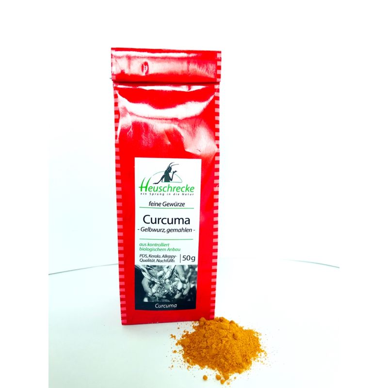 Heuschrecke Curcuma, gemahlen, Alleppy, kbA, 50g NF - Produktbild