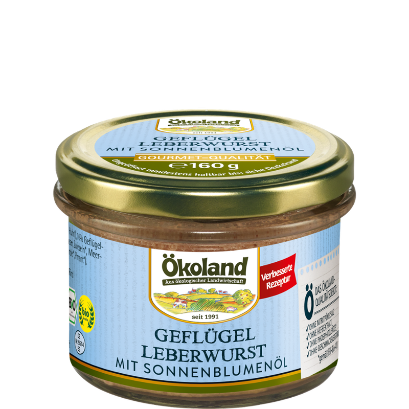 ÖKOLAND Geflügel-Leberwurst mit Sonnenblumenöl in Gourmet-Qualität - Produktbild