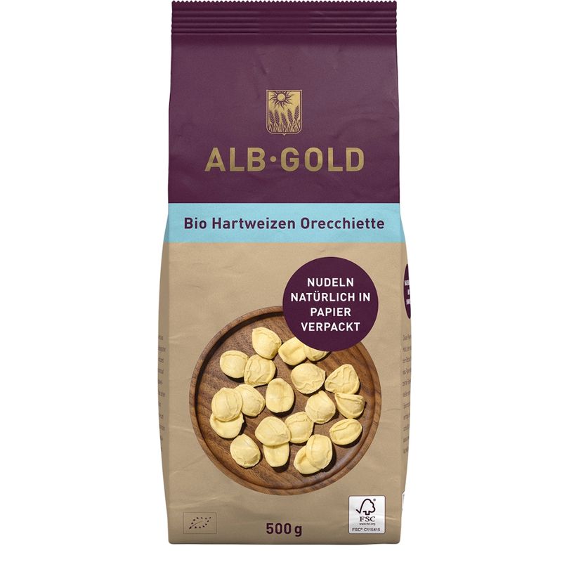 ALB-GOLD AG Bio Hartweizen Orechiette (Papier) 500g - Produktbild