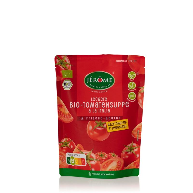 Bavaria BioMarken JÉRÔME Bio Tomatensuppe* 'á la Italia' 300 ml im Frischebeutel - Produktbild