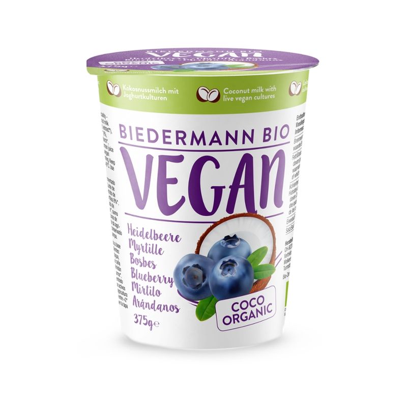 Molkerei Biedermann Bio vegan Kokos fermentiert Heidelbeer - Produktbild