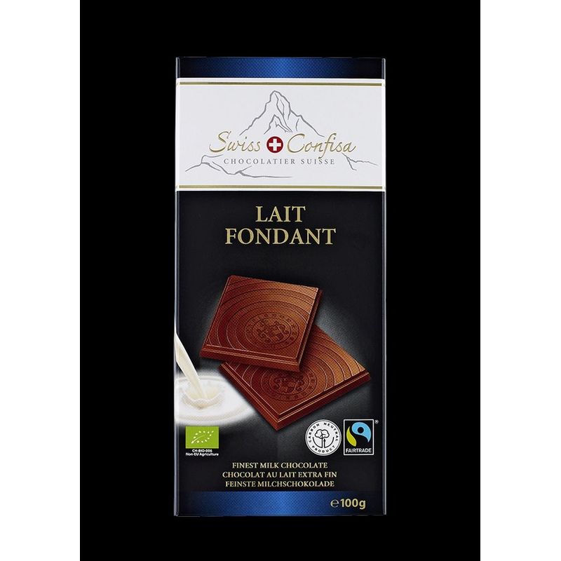 Swiss Confisa Swiss Confisa Milch Bio/Fairtrade 100g Flachtafel - Produktbild