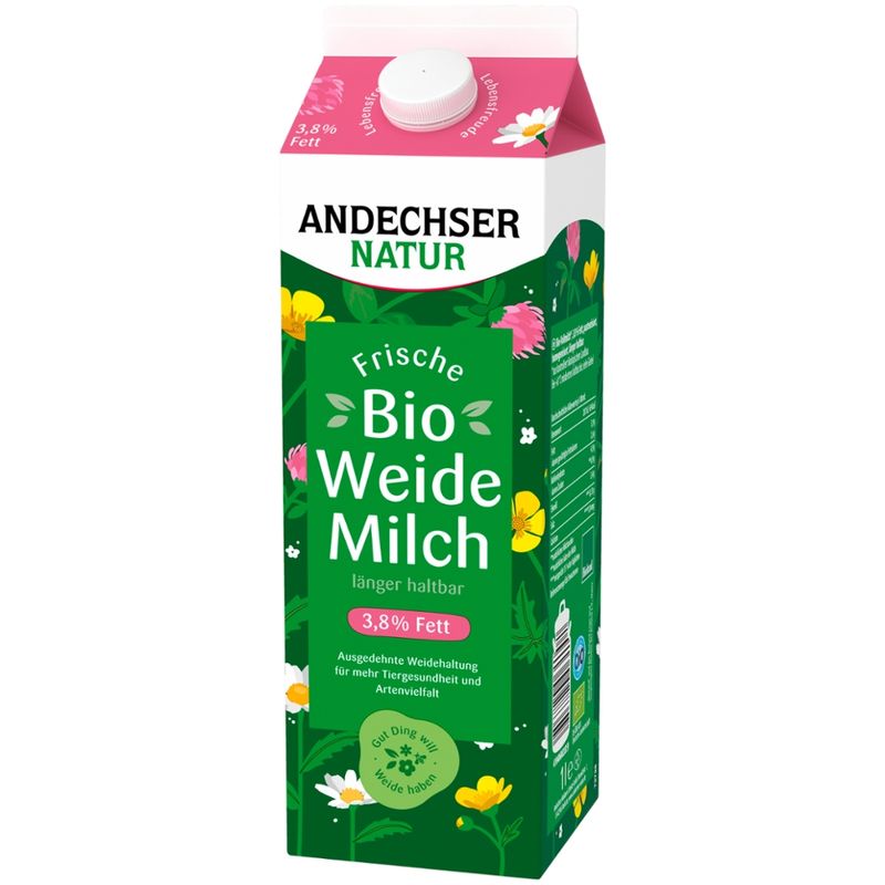 Andechser Natur ANDECHSER NATUR Bio-Weidemilch, länger haltbar 3,8% 1Ltr. - Produktbild