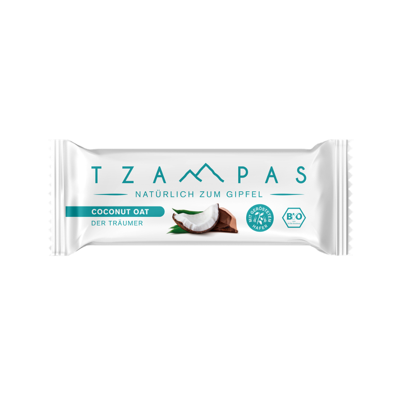 TZAMPAS TZAMPAS Energieriegel Coconut Oat - Der Träumer. Natürlich zum Gipfel. Mit geröstetem Hafer, Kokosnuss und Zartbitterschokolade - Produktbild