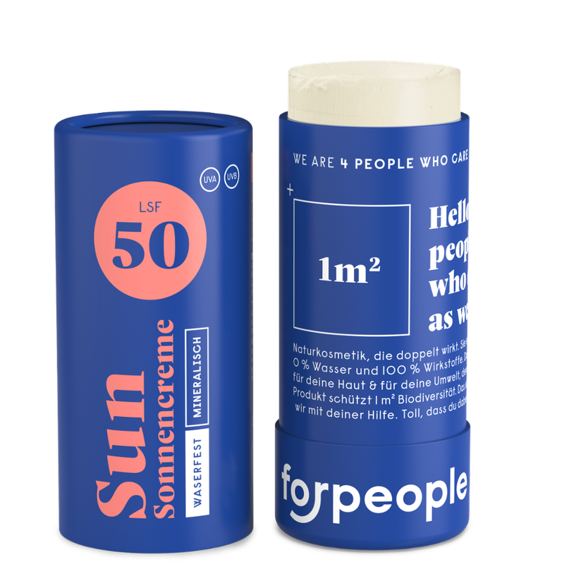 4peoplewhocare Sun - Feste Sonnencreme mit LSF 50  - plastikfrei verpackt - Produktbild